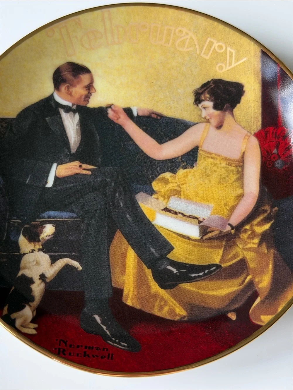 The Bradford Exchange Norman Rockwell “February: Flirting in the Parlor” Plate